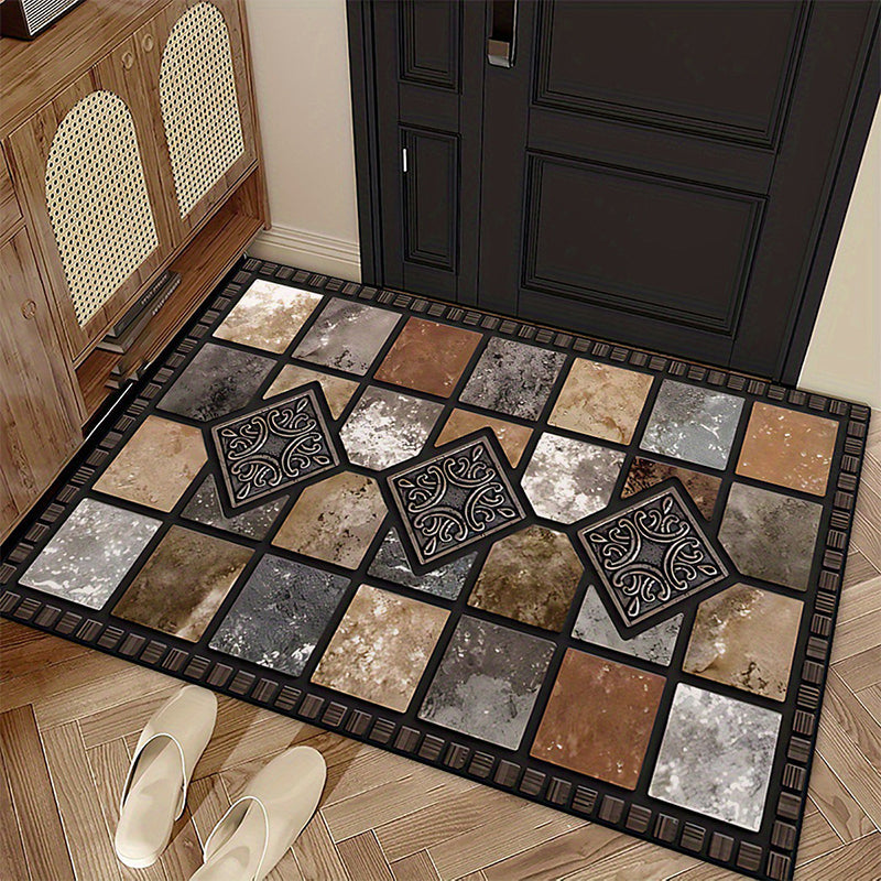 Geometric Stone Pattern 2D Printed Carpet
