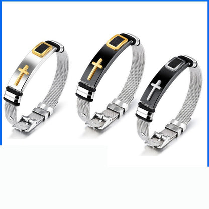 Men's Stainless Steel Cross Bracelet