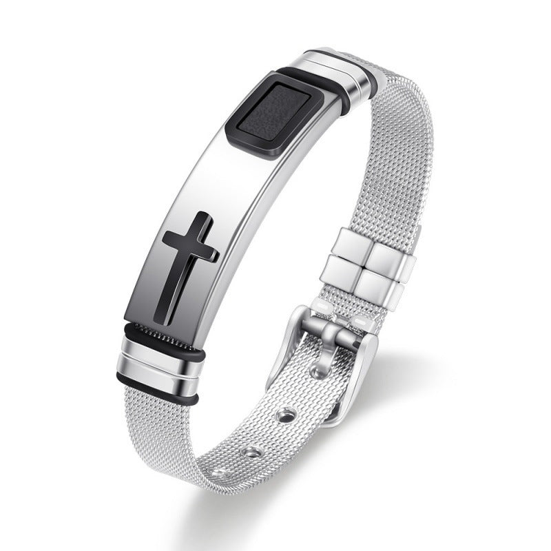 Men's Stainless Steel Cross Bracelet