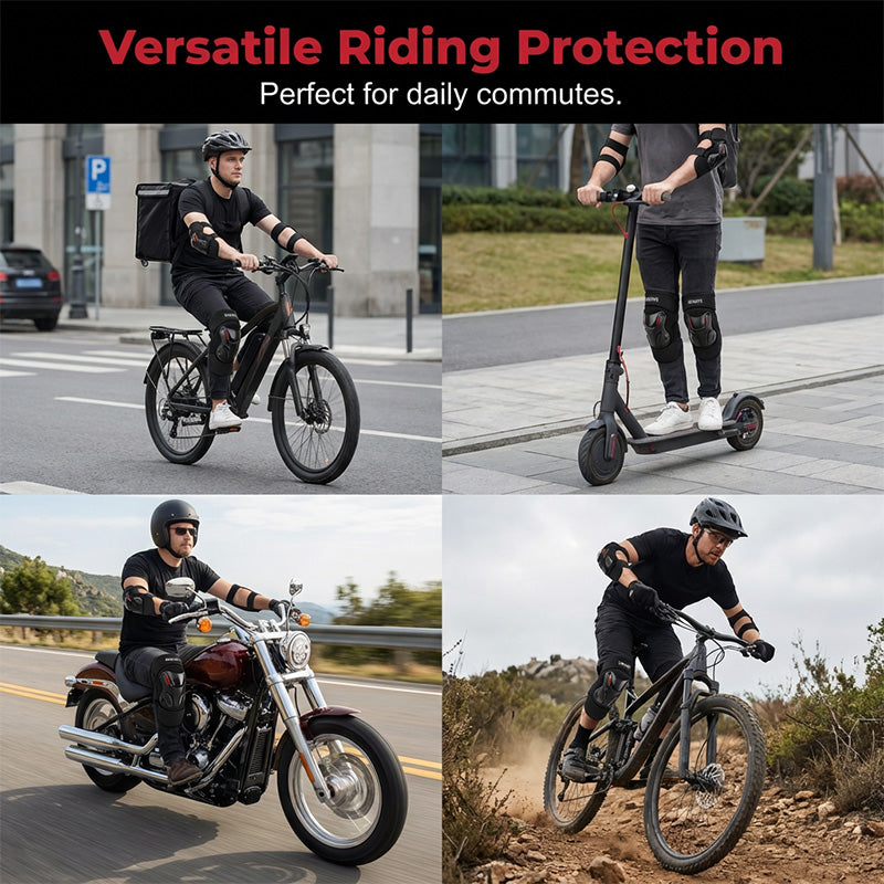 📢📢50% OFF !! ⏰Motorcycle Knee and Elbow Protector Set-Hard Shell, Articulated, Adjustable🏍️