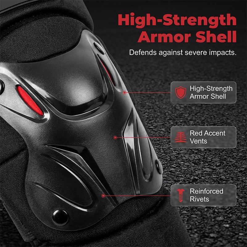 📢📢50% OFF !! ⏰Motorcycle Knee and Elbow Protector Set-Hard Shell, Articulated, Adjustable🏍️