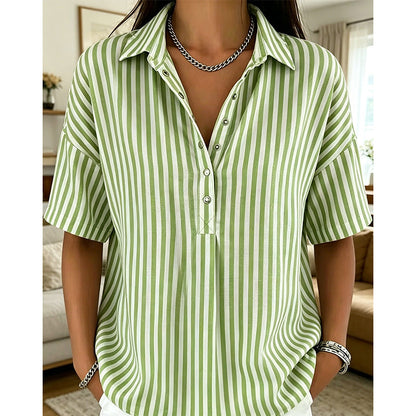 Women's Casual Striped Short-Sleeve Shirt