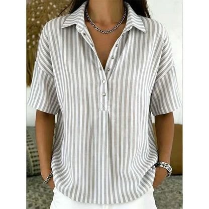 Women's Casual Striped Short-Sleeve Shirt