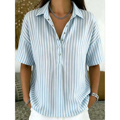 Women's Casual Striped Short-Sleeve Shirt