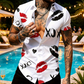 Men's Kiss Print Short-Sleeve Button-Up Shirt