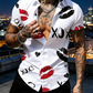 Men's Kiss Print Short-Sleeve Button-Up Shirt