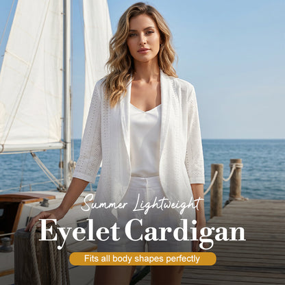 Women's Summer Lightweight Eyelet Cardigan