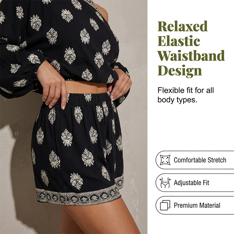 Bohemian Off-Shoulder Printed Jumpsuit Set