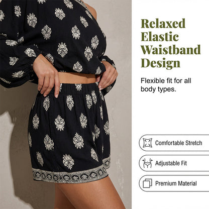 Bohemian Off-Shoulder Printed Jumpsuit Set