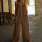 Women's Sleeveless Wide-Leg Jumpsuit with Pockets