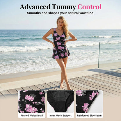 Women's Floral Print One-Piece Swimdress