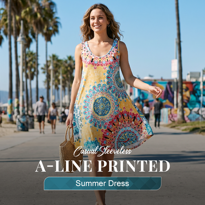 Casual Sleeveless A-Line Printed Summer Dress