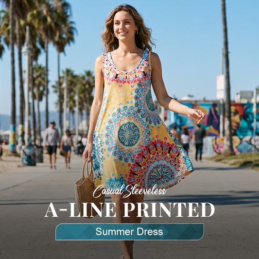Casual Sleeveless A-Line Printed Summer Dress