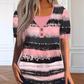 Women's Faux Two-Piece Striped Henley Top