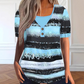 Women's Faux Two-Piece Striped Henley Top
