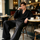 Men's Classic Fit Wide-Leg Suit Pants