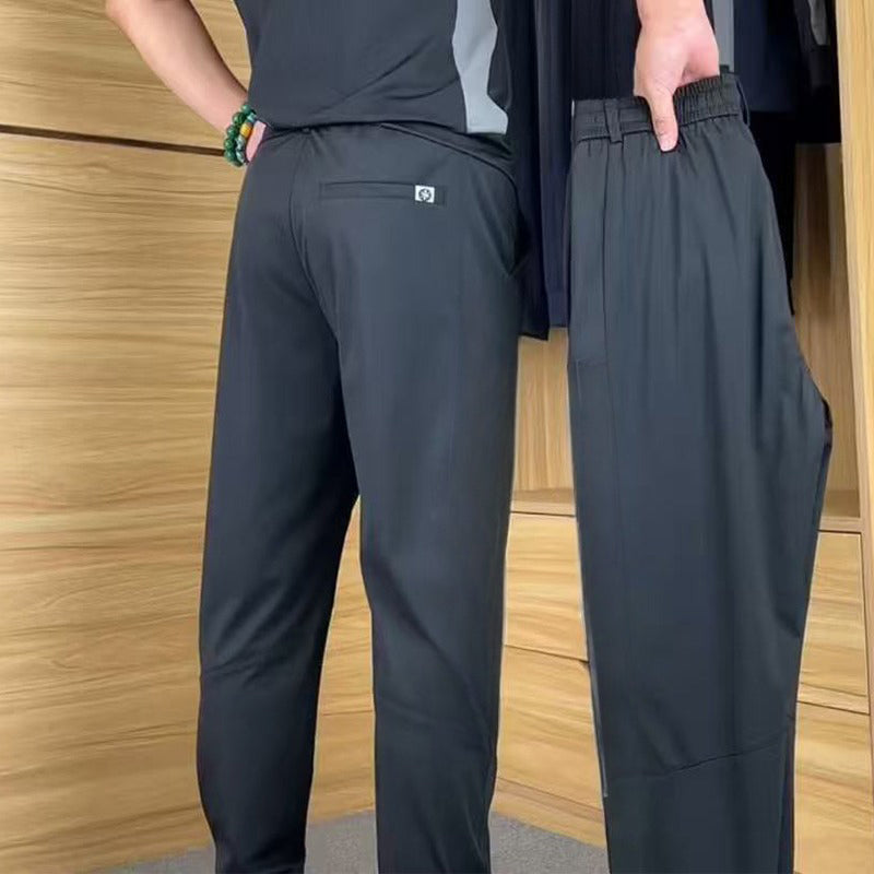 Men's Casual Sports Short Sleeve Long Pants Two-Piece Set