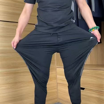Men's Casual Sports Short Sleeve Long Pants Two-Piece Set