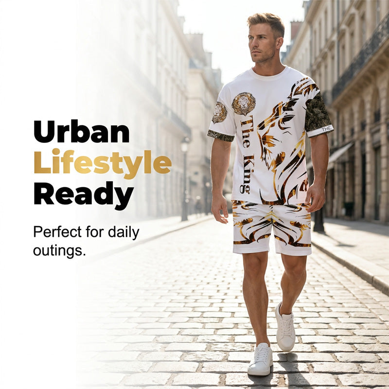 ⏳Time-Limited Special⏰Men's Lion Graphic Set – Bold, Breathable, Urban Cool 😎