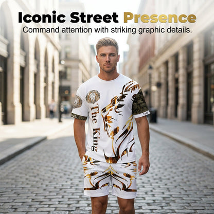 ⏳Time-Limited Special⏰Men's Lion Graphic Set – Bold, Breathable, Urban Cool 😎