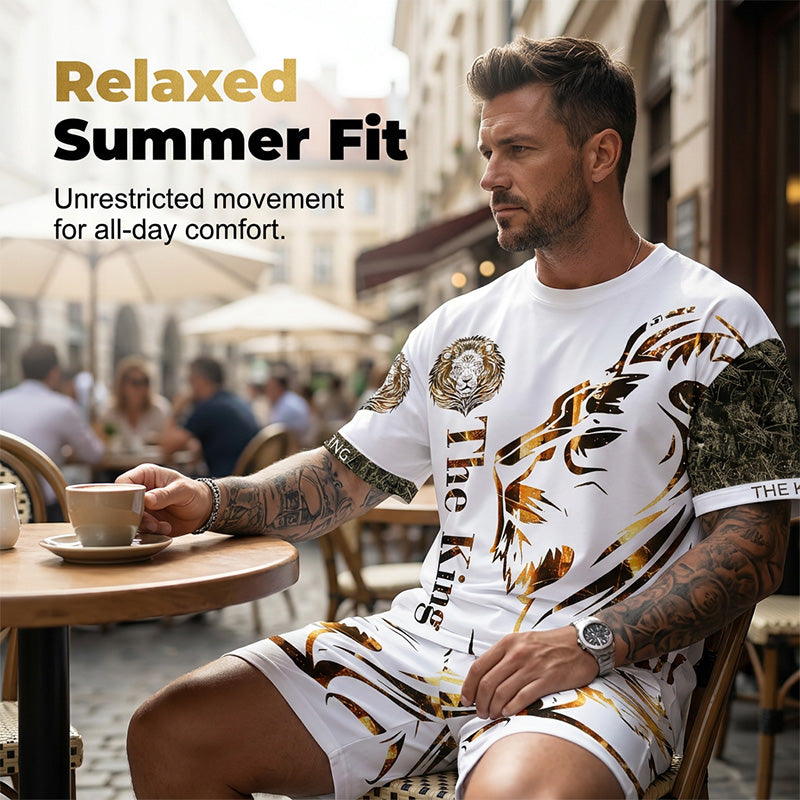 ⏳Time-Limited Special⏰Men's Lion Graphic Set – Bold, Breathable, Urban Cool 😎
