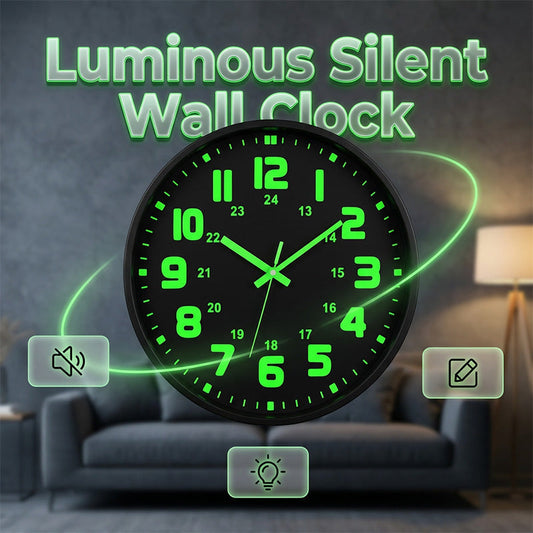 🕐 LIMITED-TIME 50% OFF! ✨ Luminous Wall Clock – Silent, 12-Inch, Day & Night Visibility 🌙