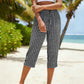 Gingham Capri Pants – Drawstring Comfort & Breathable Cotton-Linen