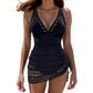 Women's One-Piece Swimdress with Ruched Skirt