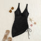 Women's One-Piece Swimdress with Ruched Skirt