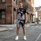 Men's Abstract Print T-Shirt and Shorts Set