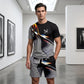 Men's Abstract Print T-Shirt and Shorts Set