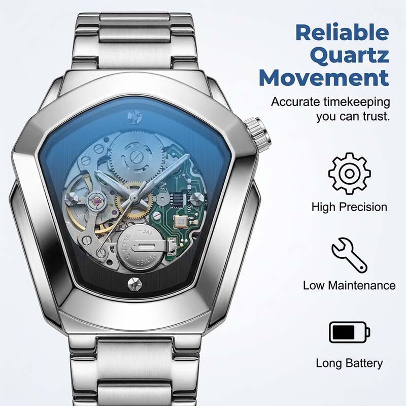 Men's Rhombus-Shaped Quartz Watch