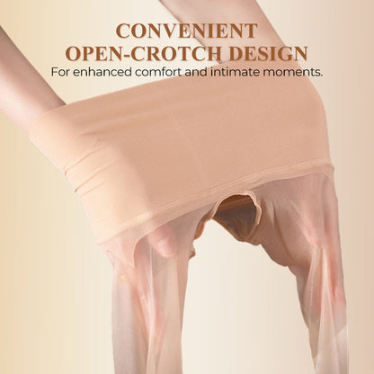 High-Waist Glossy Open-Crotch Tights
