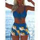 Women's Drawstring Bikini Set with Boy Shorts