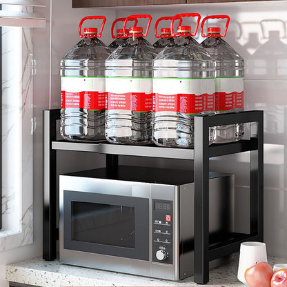 🧰Expandable Microwave Rack – Adjustable, 75kg Capacity, Hooks Included