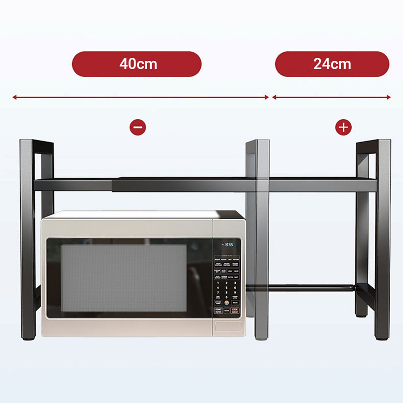 🧰Expandable Microwave Rack – Adjustable, 75kg Capacity, Hooks Included