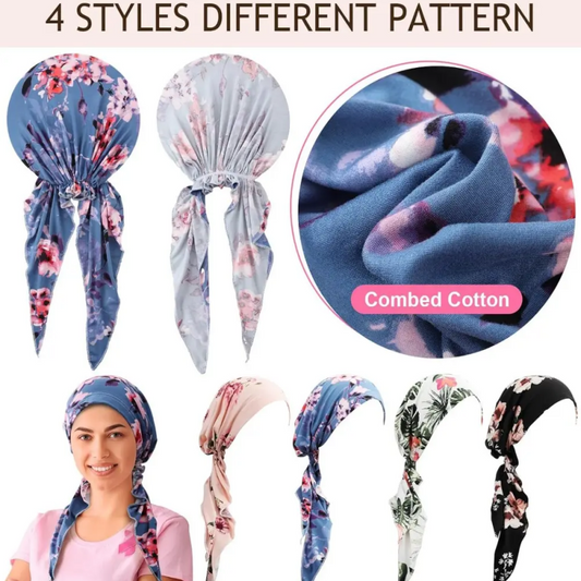 Women's Floral Pre-Tied Head Scarf Turban
