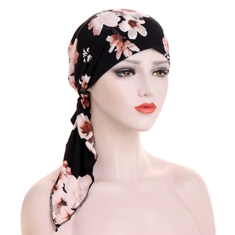 Women's Floral Pre-Tied Head Scarf Turban