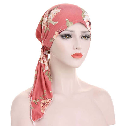 Women's Floral Pre-Tied Head Scarf Turban