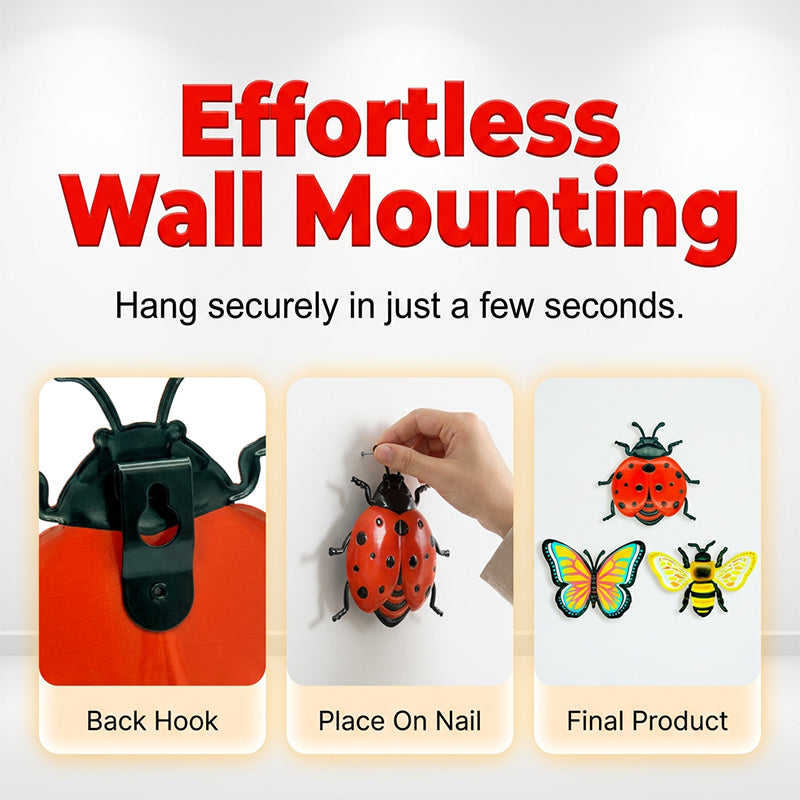 3D Bee, Butterfly, and Ladybird Wall Hangings