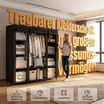👗 Easy-Assembly Fabric Wardrobe – Non-Woven Cover, Hanging Rail & Shelves. 50% Off Today. Free Returns