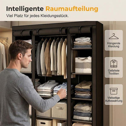 👗 Easy-Assembly Fabric Wardrobe – Non-Woven Cover, Hanging Rail & Shelves. 50% Off Today. Free Returns