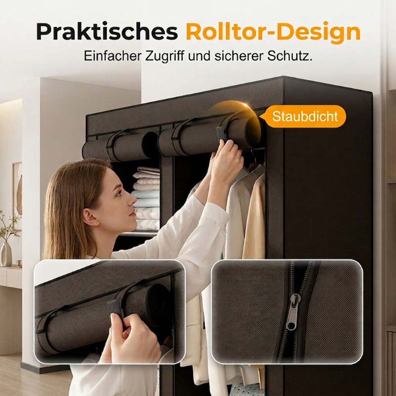 👗 Easy-Assembly Fabric Wardrobe – Non-Woven Cover, Hanging Rail & Shelves. 50% Off Today. Free Returns