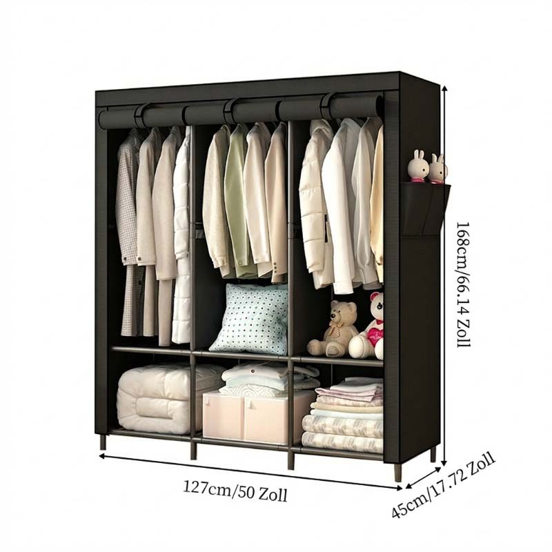 👗 Easy-Assembly Fabric Wardrobe – Non-Woven Cover, Hanging Rail & Shelves. 50% Off Today. Free Returns