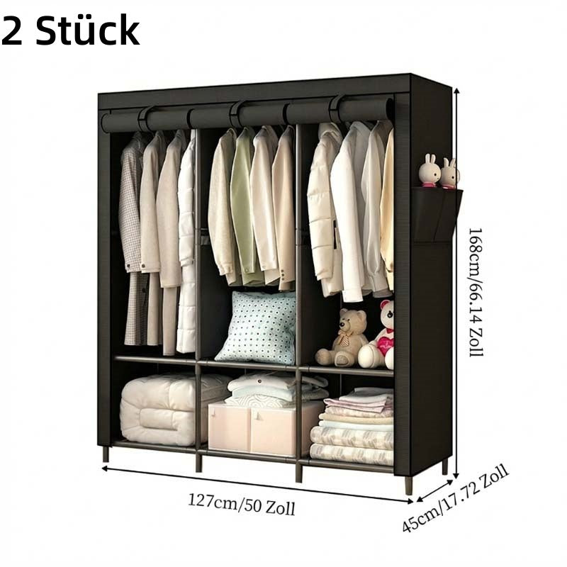 👗 Easy-Assembly Fabric Wardrobe – Non-Woven Cover, Hanging Rail & Shelves. 50% Off Today. Free Returns