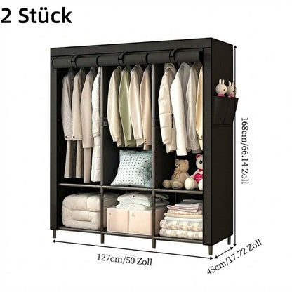 👗 Easy-Assembly Fabric Wardrobe – Non-Woven Cover, Hanging Rail & Shelves. 50% Off Today. Free Returns