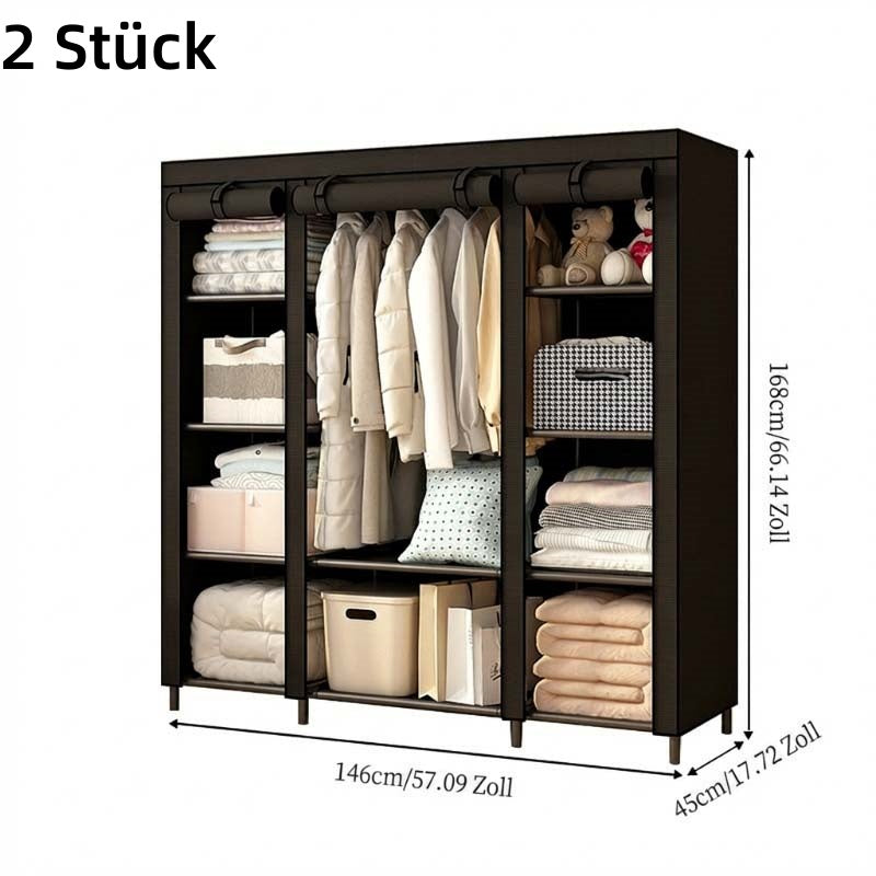 👗 Easy-Assembly Fabric Wardrobe – Non-Woven Cover, Hanging Rail & Shelves. 50% Off Today. Free Returns