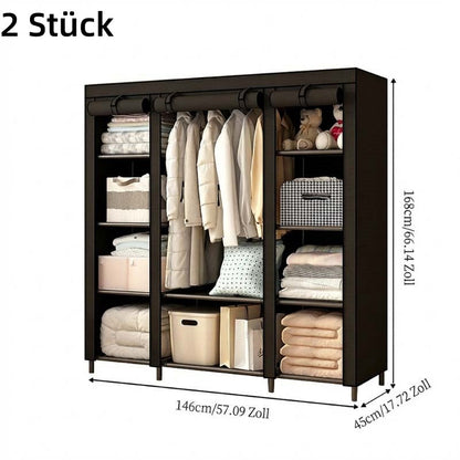 👗 Easy-Assembly Fabric Wardrobe – Non-Woven Cover, Hanging Rail & Shelves. 50% Off Today. Free Returns