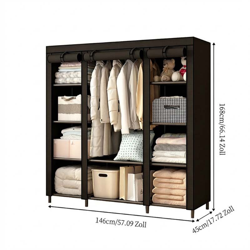 👗 Easy-Assembly Fabric Wardrobe – Non-Woven Cover, Hanging Rail & Shelves. 50% Off Today. Free Returns