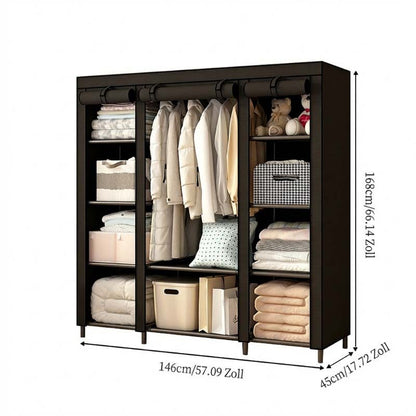 👗 Easy-Assembly Fabric Wardrobe – Non-Woven Cover, Hanging Rail & Shelves. 50% Off Today. Free Returns